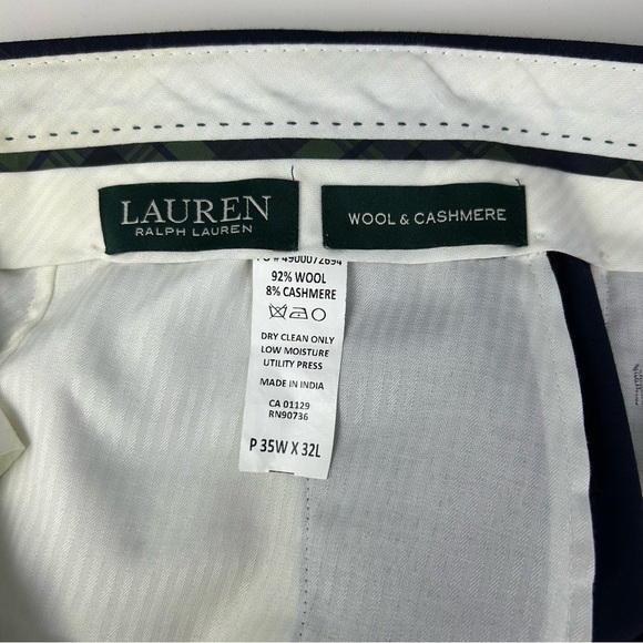 Lauren Ralph Lauren Men's Blue Wool Blend Zip Fly Dress Pants Size 35W 32L - Picture 7 of 11